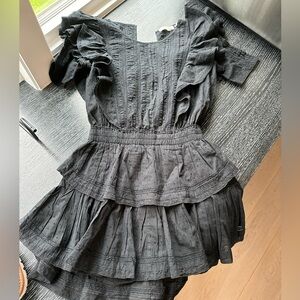 Loveshackfancy black ruffled dress